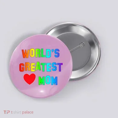 World's Greatest Mom Rainbow Button