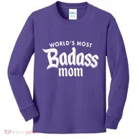 World's Most Badass Mom Kids Long Sleeve Shirt thumb 0