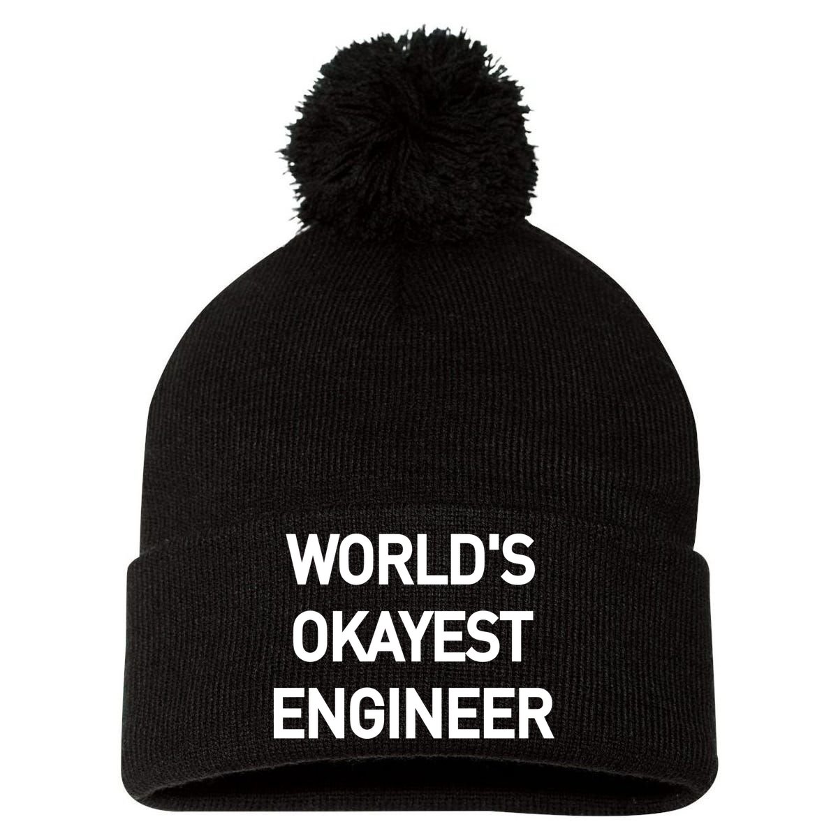 World's Okayest Engineer Pom Pom 12in Knit Beanie