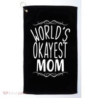 World's Okayest Mom Golf Towel thumb 0