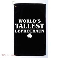 World's Tallest Leprechaun Clover Funny St. Patrick's Day Golf Towel thumb 0