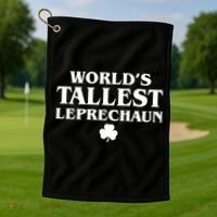 World's Tallest Leprechaun Clover Funny St. Patrick's Day Golf Towel thumb 1
