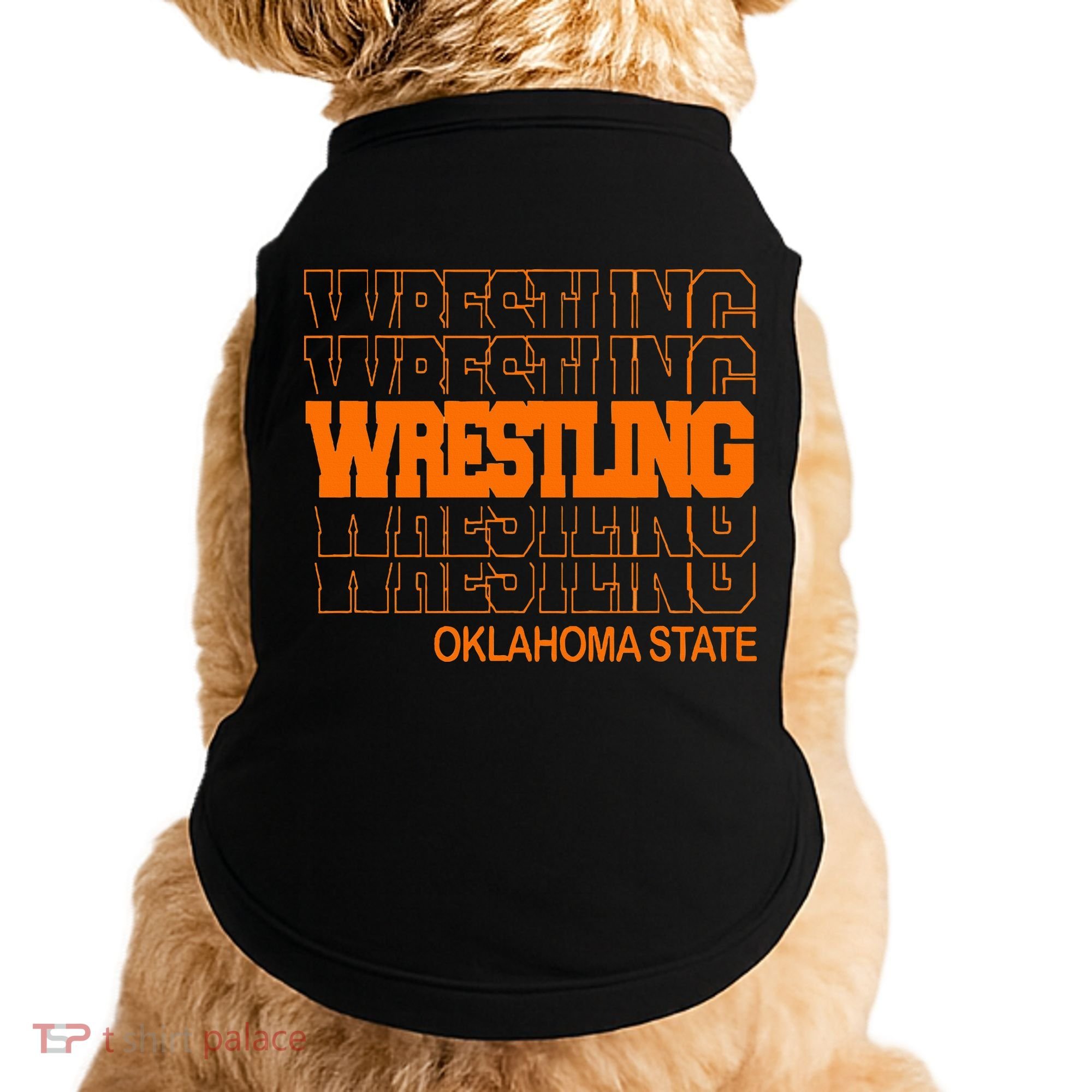 Wrestling O.K.L.A.H.O.M.A State In Modern Stacked Lettering Doggie Tank