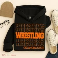 Wrestling O.K.L.A.H.O.M.A State In Modern Stacked Lettering Hoodie thumb 4