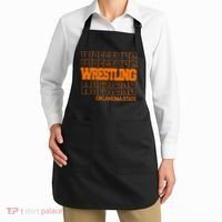 Wrestling O.K.L.A.H.O.M.A State In Modern Stacked Lettering Apron thumb 2