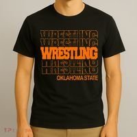 Wrestling O.K.L.A.H.O.M.A State In Modern Stacked Lettering T-Shirt thumb 3
