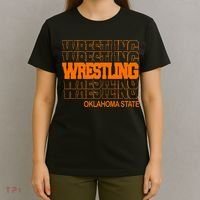 Wrestling O.K.L.A.H.O.M.A State In Modern Stacked Lettering T-Shirt thumb 4