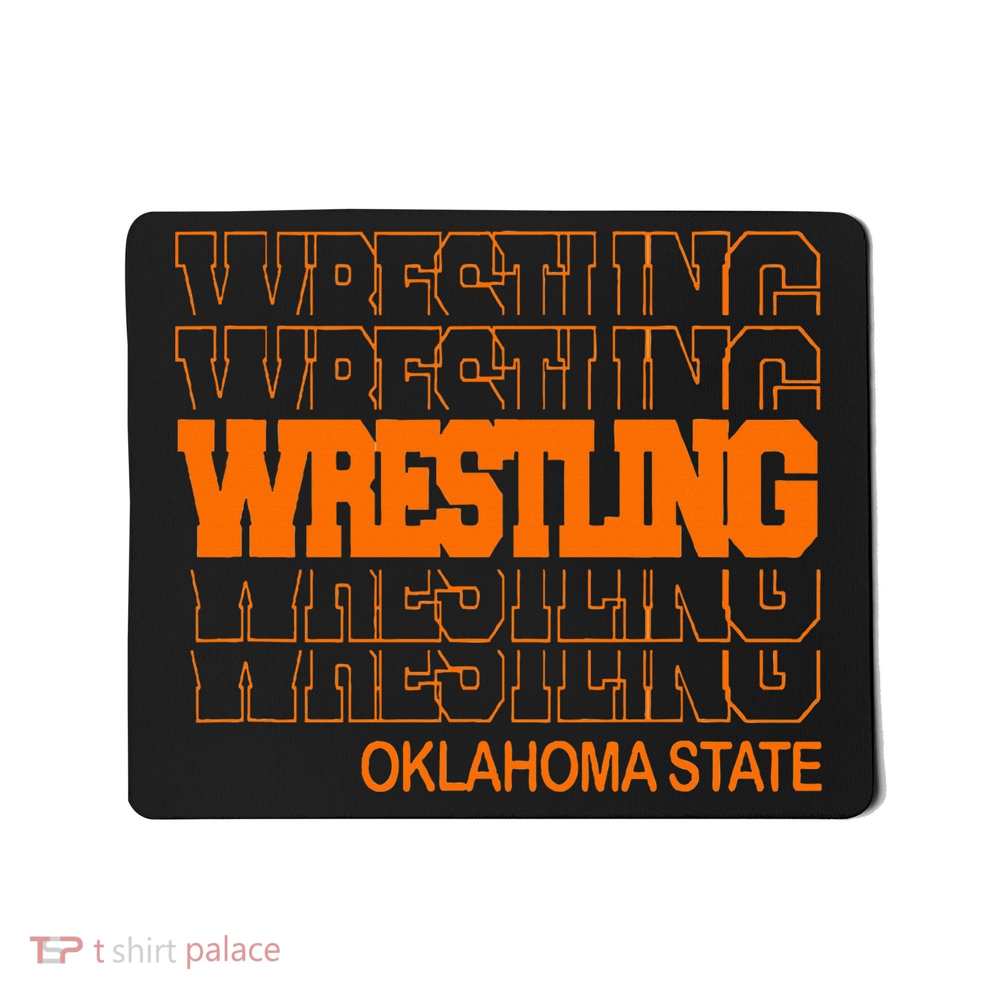 Wrestling O.K.L.A.H.O.M.A State In Modern Stacked Lettering Mousepad