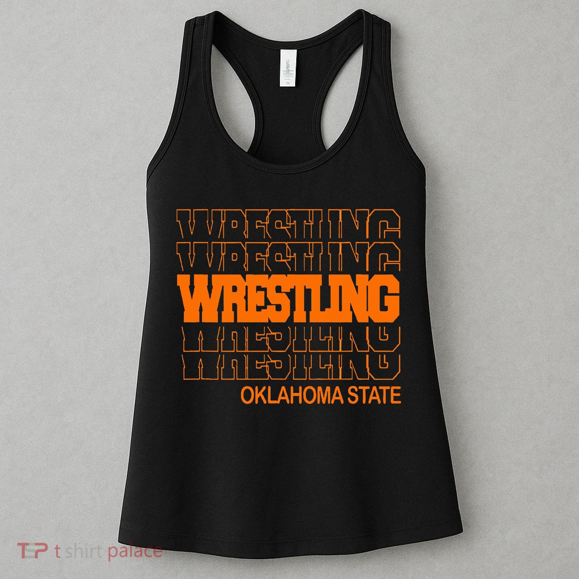 Wrestling O.K.L.A.H.O.M.A State In Modern Stacked Lettering Women's Tank Top