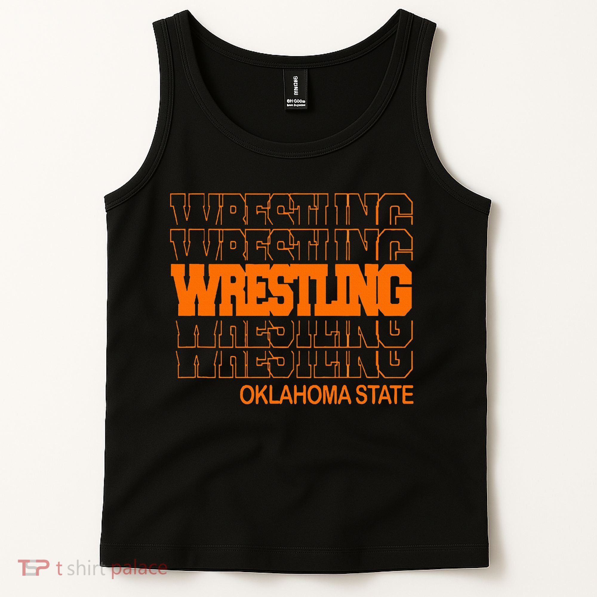 Wrestling O.K.L.A.H.O.M.A State In Modern Stacked Lettering Tank Top