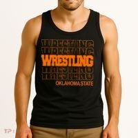 Wrestling O.K.L.A.H.O.M.A State In Modern Stacked Lettering Tank Top thumb 3