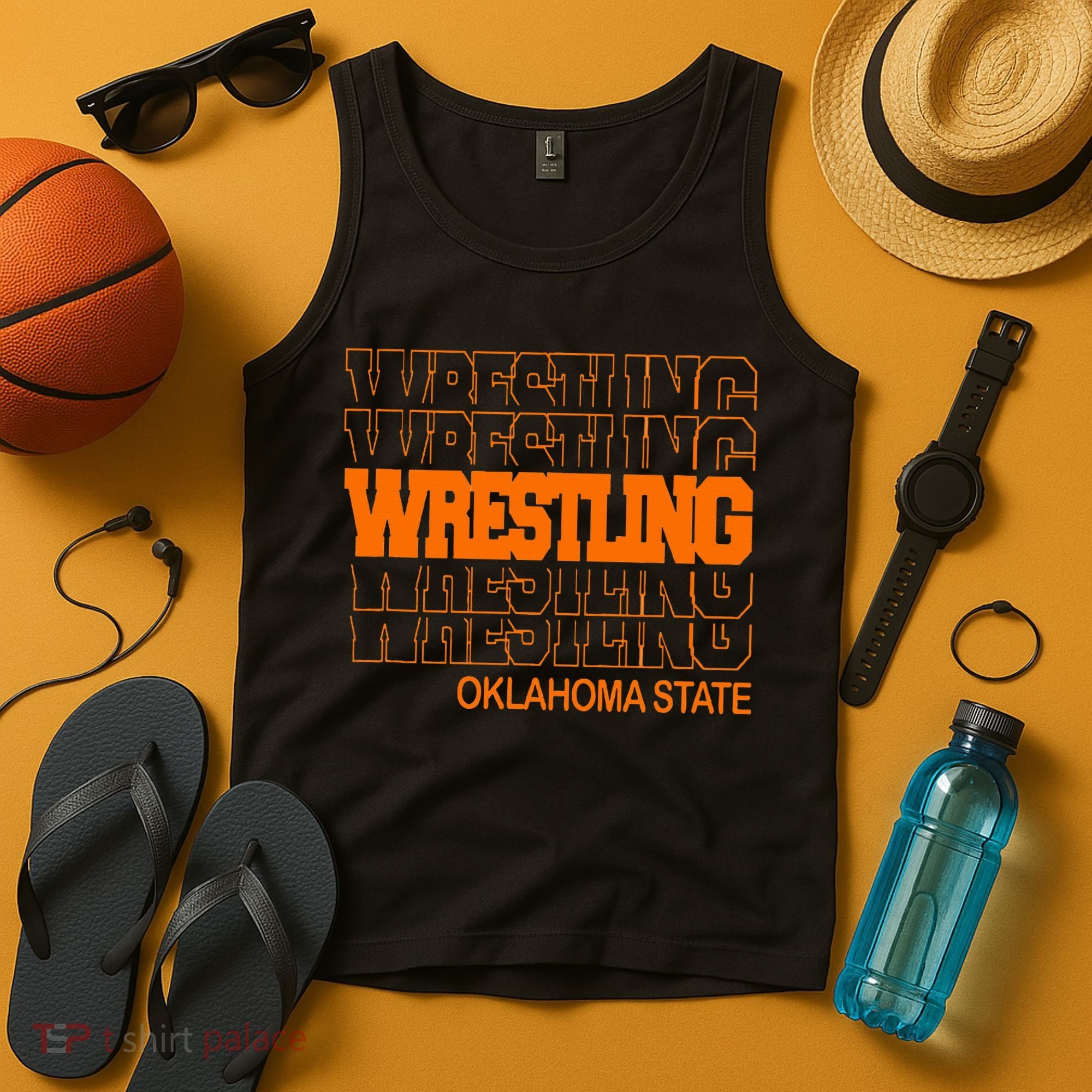 Wrestling O.K.L.A.H.O.M.A State In Modern Stacked Lettering Tank Top