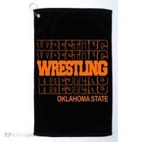 Wrestling O.K.L.A.H.O.M.A State In Modern Stacked Lettering Golf Towel thumb 0