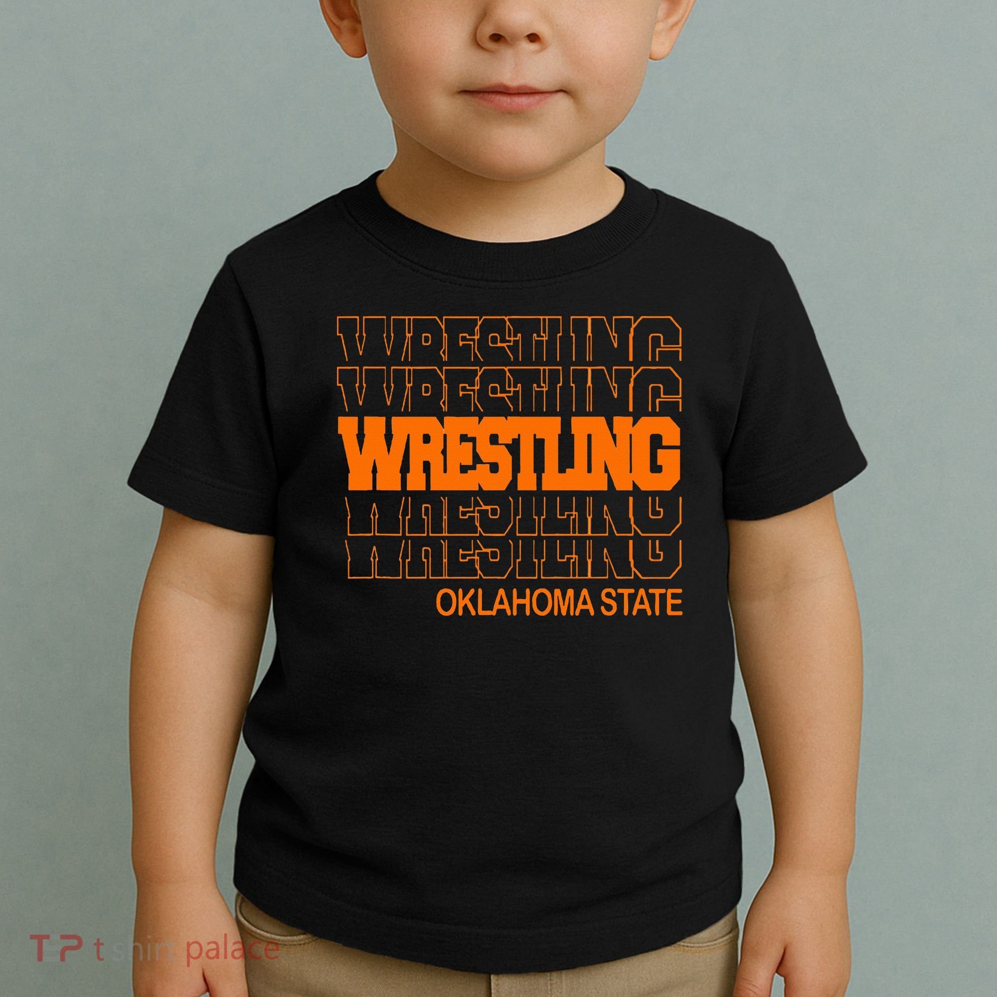 Wrestling O.K.L.A.H.O.M.A State In Modern Stacked Lettering Toddler T-Shirt