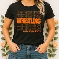 Wrestling O.K.L.A.H.O.M.A State In Modern Stacked Lettering Women's T-Shirt thumb 2