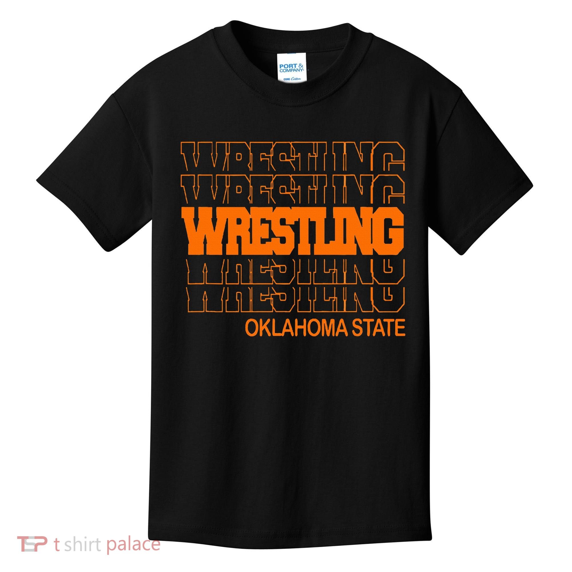 Wrestling O.K.L.A.H.O.M.A State In Modern Stacked Lettering Kids T-Shirt