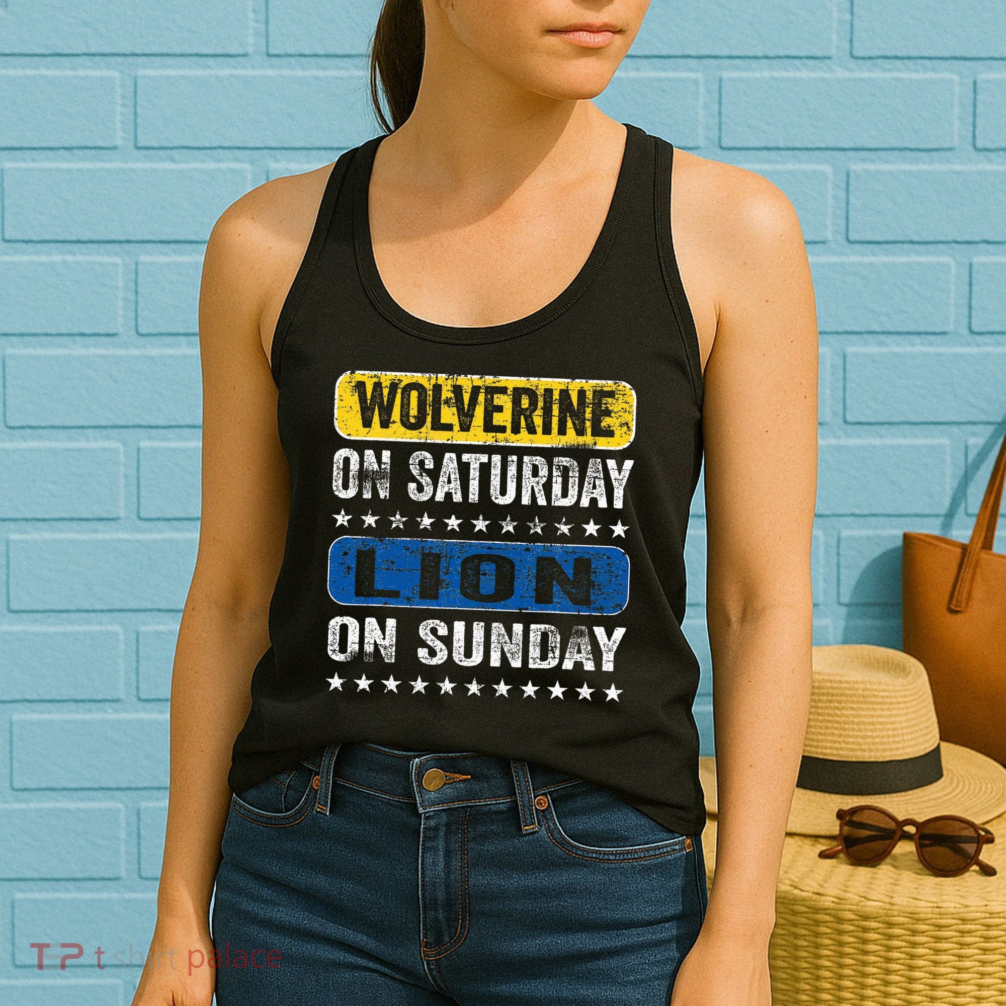Wolverine On Saturday Lion On Sunday Women's Tank Top
