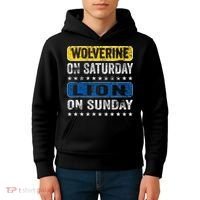 Wolverine On Saturday Lion On Sunday Kids Hoodie thumb 4