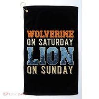 Wolverine On Saturday Lion On Sunday Golf Towel thumb 0