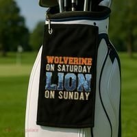 Wolverine On Saturday Lion On Sunday Golf Towel thumb 2