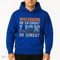 Wolverine On Saturday Lion On Sunday Hoodie thumb 2