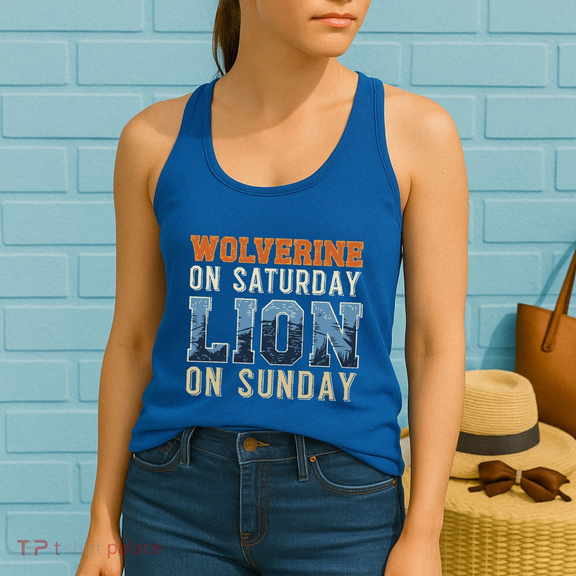 Wolverine On Saturday Lion On Sunday Women's Tank Top