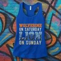 Wolverine On Saturday Lion On Sunday Women's Tank Top thumb 3
