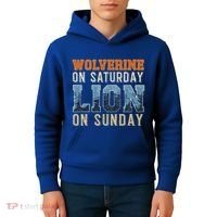 Wolverine On Saturday Lion On Sunday Kids Hoodie thumb 4