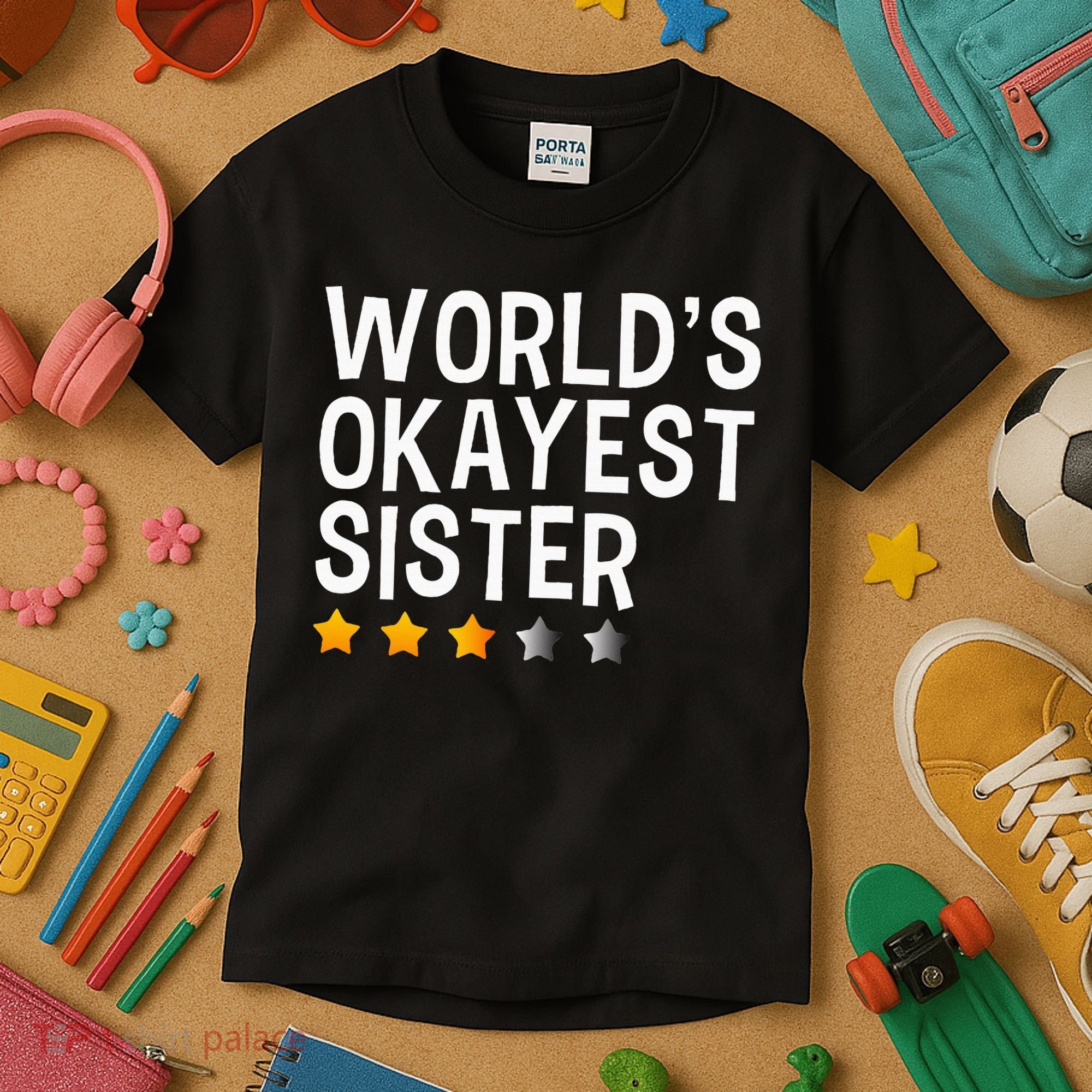 Worlds Okayest Sister Funny Sister Kids T-Shirt