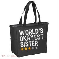 Worlds Okayest Sister Funny Sister Tote Bag thumb 2