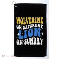 Wolverine On Saturday Funny Lion On Sunday Golf Towel thumb 0