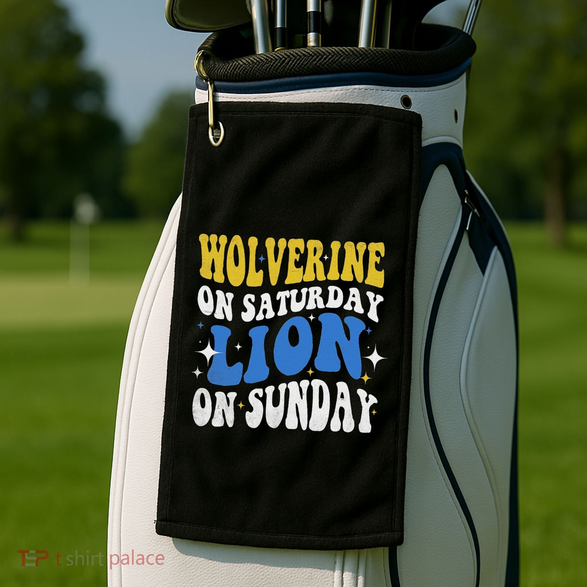 Wolverine On Saturday Funny Lion On Sunday Golf Towel
