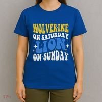 Wolverine On Saturday Funny Lion On Sunday T-Shirt thumb 4
