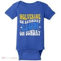 Wolverine On Saturday Funny Lion On Sunday Baby Bodysuit thumb 0
