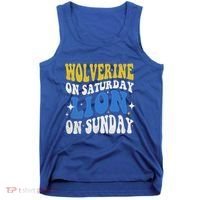 Wolverine On Saturday Funny Lion On Sunday Tank Top thumb 0