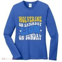 Wolverine On Saturday Funny Lion On Sunday Women's Long Sleeve Shirt thumb 0
