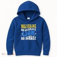 Wolverine On Saturday Funny Lion On Sunday Kids Hoodie thumb 0
