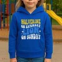 Wolverine On Saturday Funny Lion On Sunday Kids Hoodie thumb 3