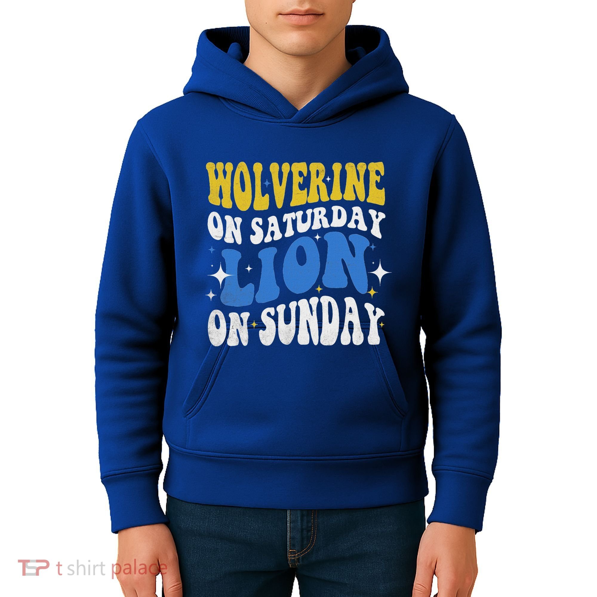 Wolverine On Saturday Funny Lion On Sunday Kids Hoodie
