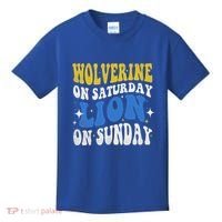 Wolverine On Saturday Funny Lion On Sunday Kids T-Shirt thumb 0