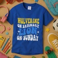 Wolverine On Saturday Funny Lion On Sunday Kids T-Shirt thumb 3