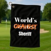 World Okayest Sheriff Sheriffs Golf Towel thumb 1