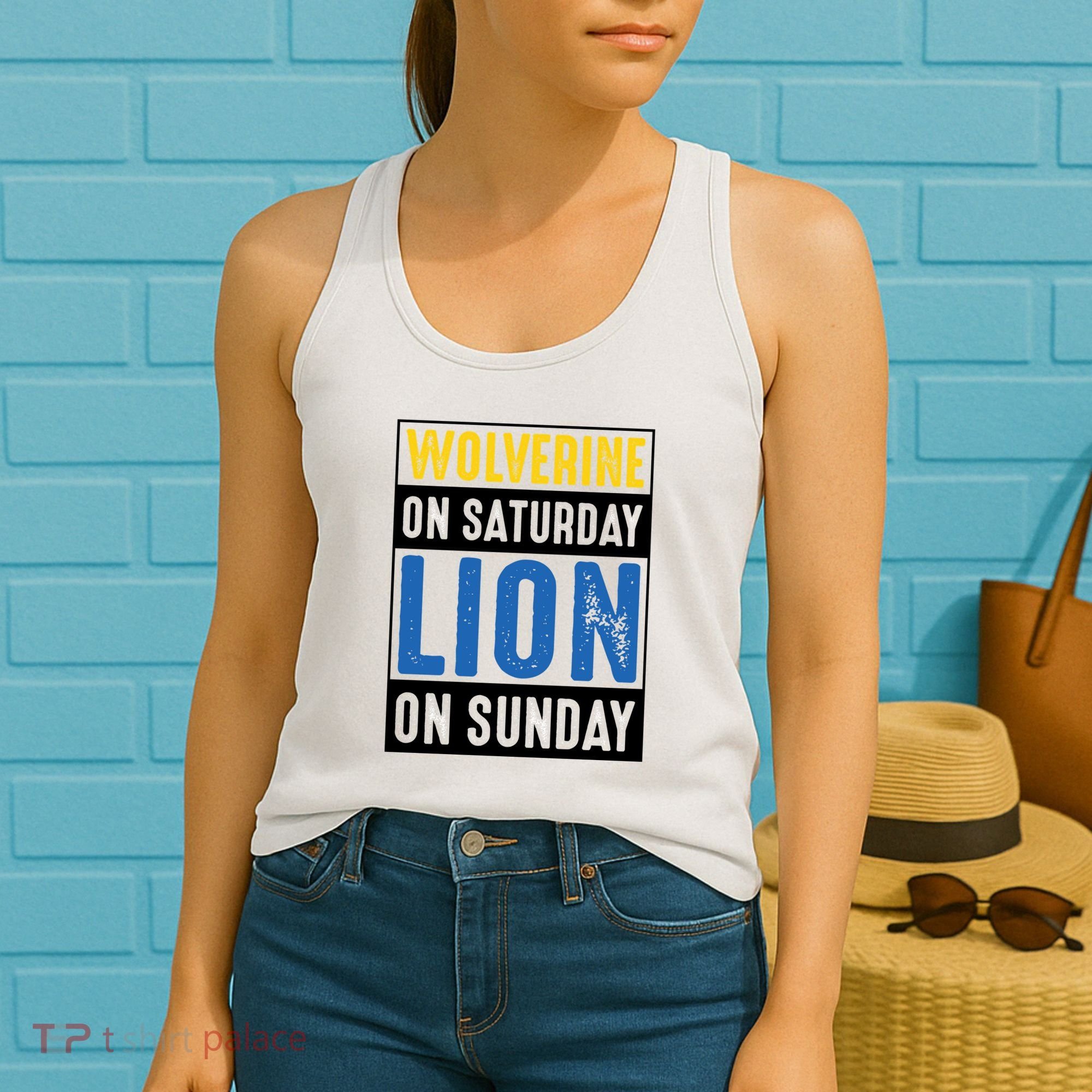 Wolverine On Saturday Lion On Sunday Women's Tank Top