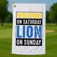 Wolverine On Saturday Lion On Sunday Golf Towel thumb 1