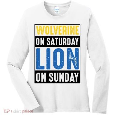 Wolverine On Saturday Lion On Sunday Women's Long Sleeve Shirt