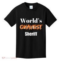 World Okayest Sheriff Sheriffs Sarcasm Sarcastic Humor Kids T-Shirt thumb 0