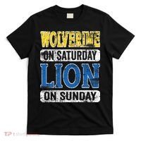 Wolverine On Saturday Lion On Sunday Detroit T-Shirt thumb 0