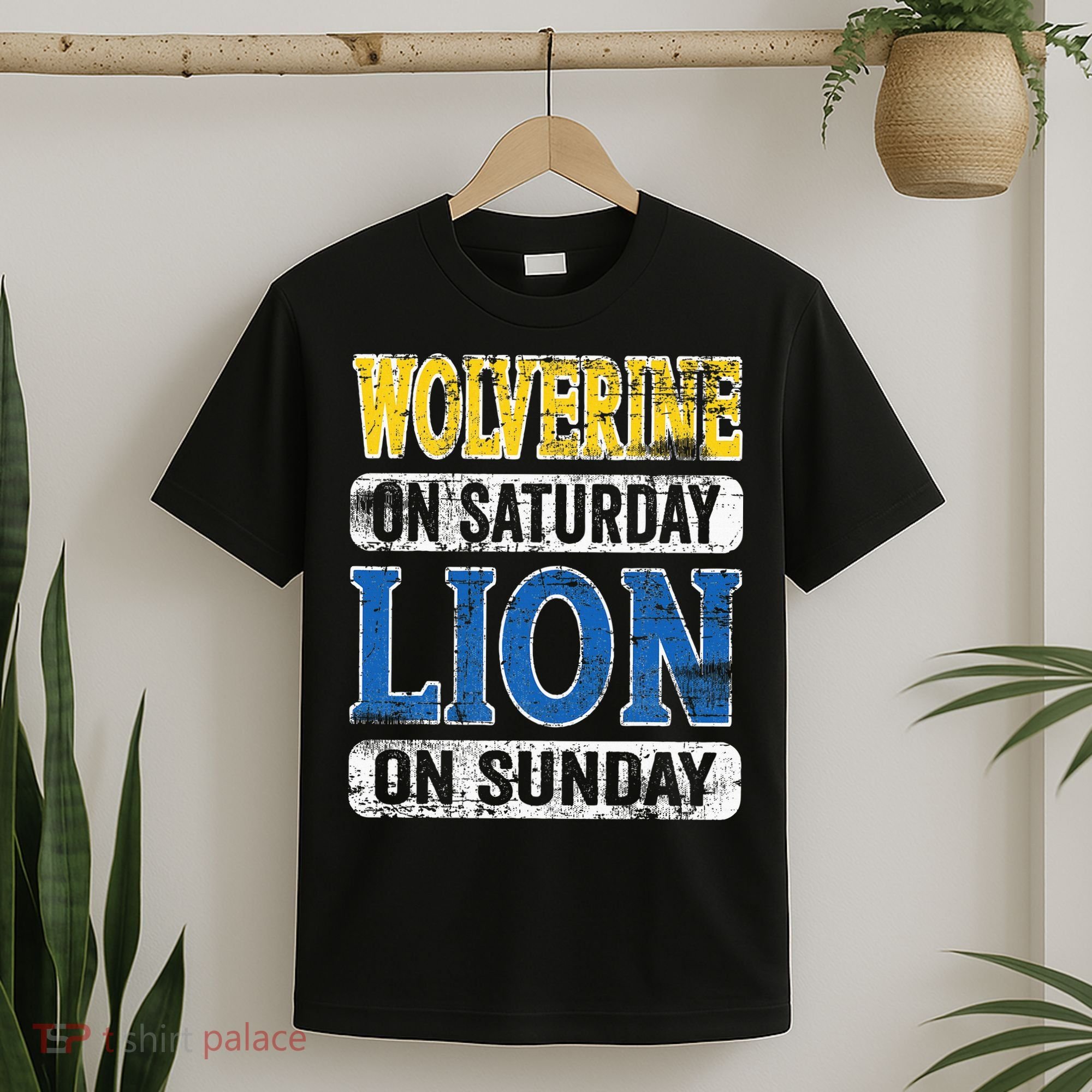 Wolverine On Saturday Lion On Sunday Detroit T-Shirt