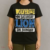 Wolverine On Saturday Lion On Sunday Detroit T-Shirt thumb 4