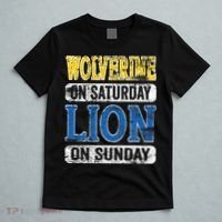 Wolverine On Saturday Lion On Sunday Detroit T-Shirt thumb 5